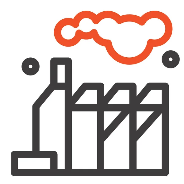 Icona Dell Inquinamento Della Fabbrica Energia Stile Contorno — Vettoriale Stock
