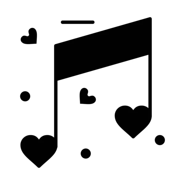 Corazón Amor Música Icono Estilo Sólido — Archivo Imágenes Vectoriales