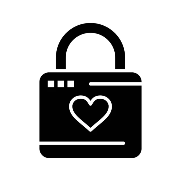 Hacker Icono Bloqueo Corazón Estilo Sólido — Archivo Imágenes Vectoriales