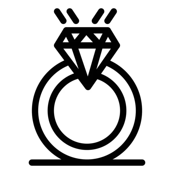 Jour Diamant Amour Icône Dans Style Contour — Image vectorielle