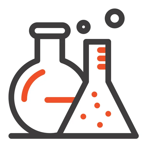 Frasco Icono Ciencia Laboratorio Estilo Esquema — Vector de stock