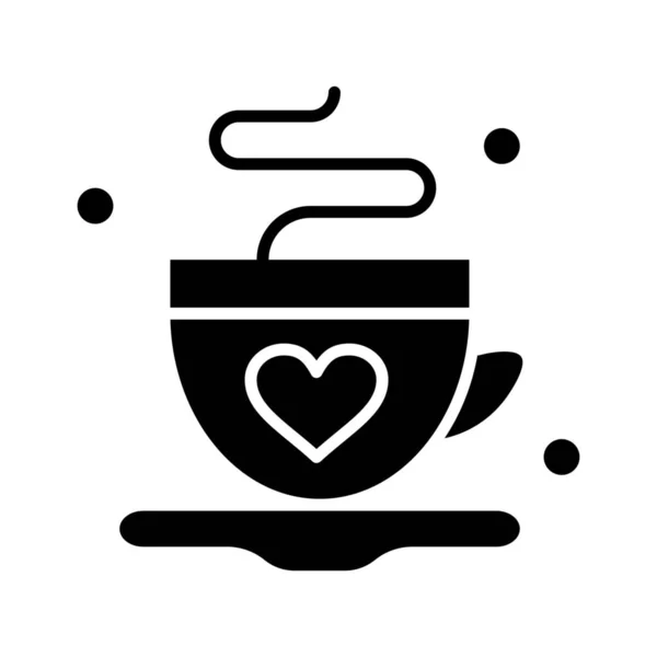 Coffee Cup Love Icon Solid Style — Stock Vector