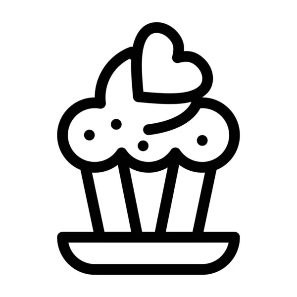 Kuchen Cupcake Day Ikone Umriss Stil — Stockvektor