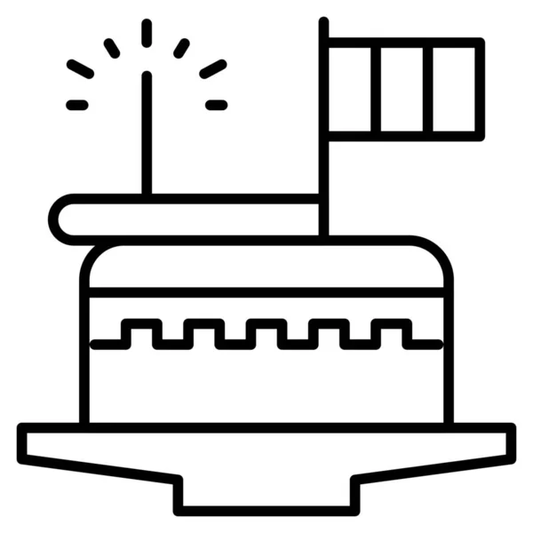 Gâteau Célébrer Icône Jour Dans Style Contour — Image vectorielle