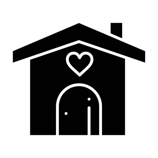 Hart Huis Liefde Pictogram Solide Stijl — Stockvector