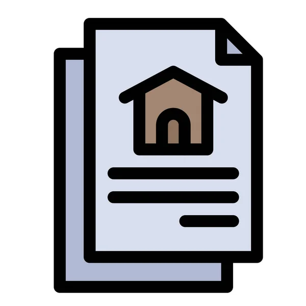 Documento Archivo Casa Icono Estilo Contorno Lleno — Vector de stock