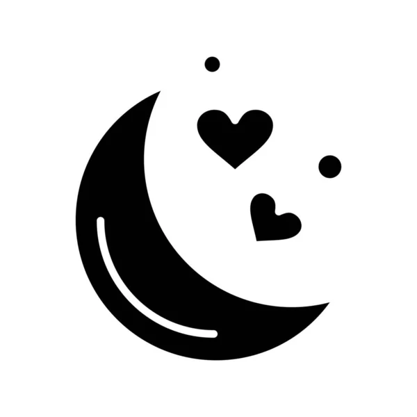 Amour Lune Nuit Icône Dans Style Solide — Image vectorielle