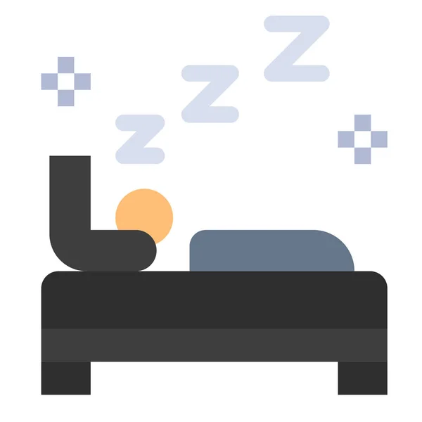 Bed Bedroom Clean Icon Flat Style — Stock Vector