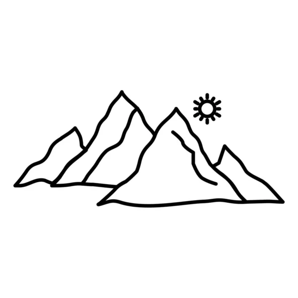 Colina Paisaje Montaña Icono Estilo Contorno — Vector de stock