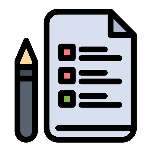 Education File Pen Icon Filled Outline Style — Stock Vector