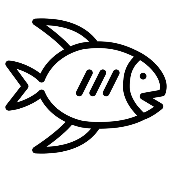 海滨鱼类图标的轮廓风格 — 图库矢量图片