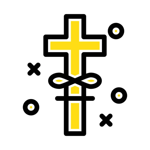 Croix Pâques Icône Vacances Dans Style Contour Rempli — Image vectorielle