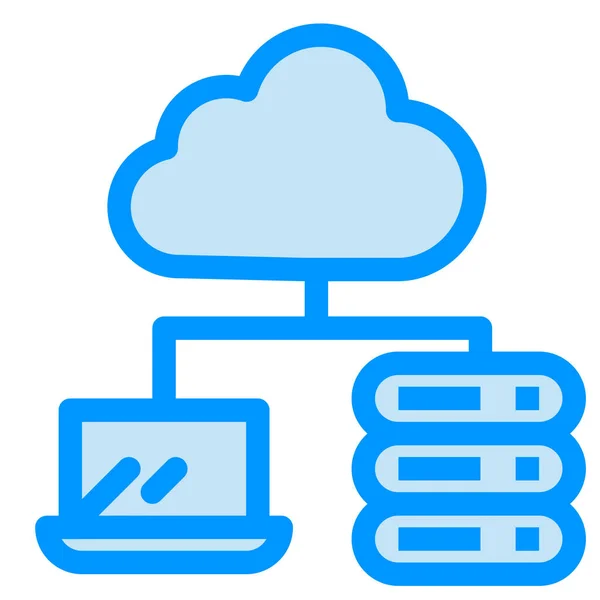 Ikona Serveru Cloudové Sítě Stylu Vyplněného Osnovy — Stockový vektor