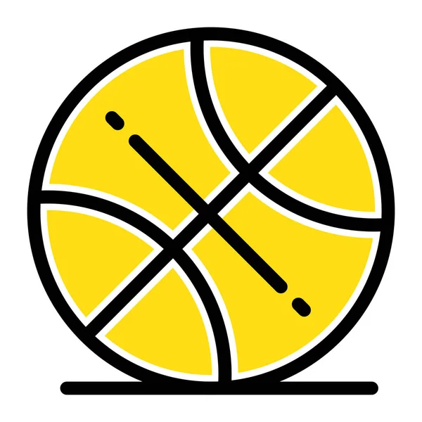 Icône Sport Balle Backetball Dans Style Contour Rempli — Image vectorielle