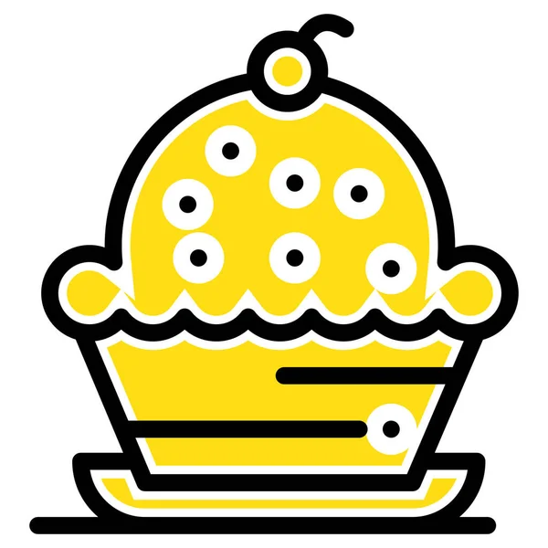 Pastel Postre Muffin Icono Estilo Contorno Lleno — Vector de stock