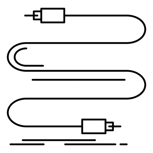 Icône Cordon Câble Audio Dans Style Contour — Image vectorielle
