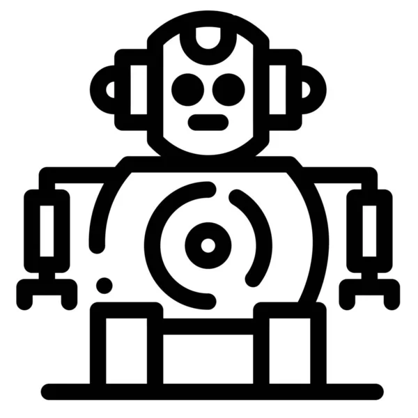 Icona Della Tecnologia Robotica Cnc Stile Contorno — Vettoriale Stock