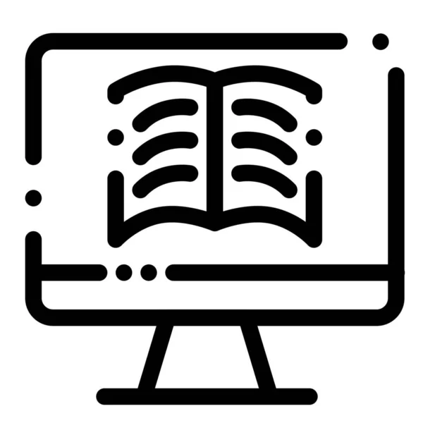 Libro Computadora Icono Tecnología Estilo Esquema — Archivo Imágenes Vectoriales