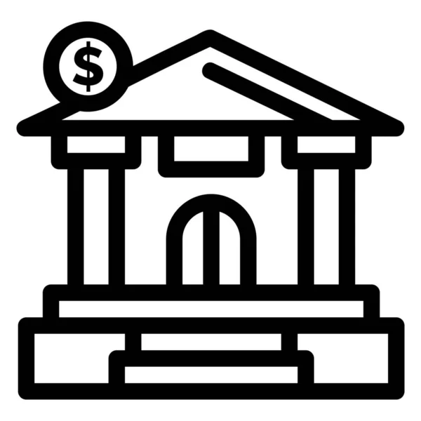 Ícone Dólar Edifício Bancário Categoria Construção — Vetor de Stock