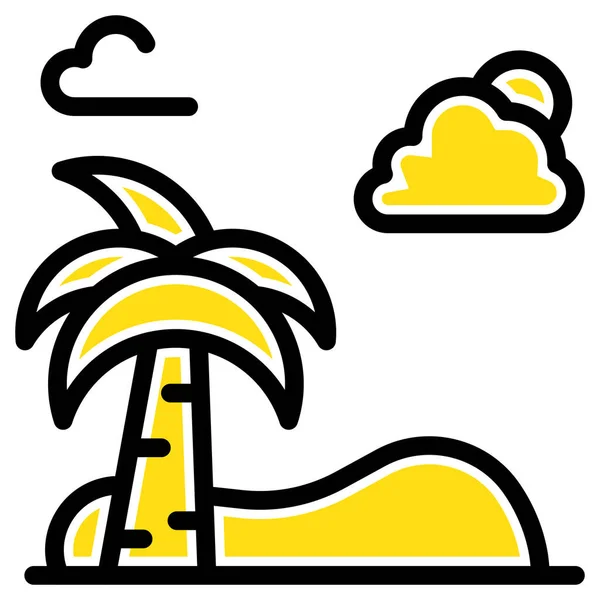 Икона Пляжная Пальмовая Пружина — стоковый вектор