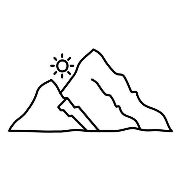 Colina Paisaje Montaña Icono Estilo Contorno — Vector de stock