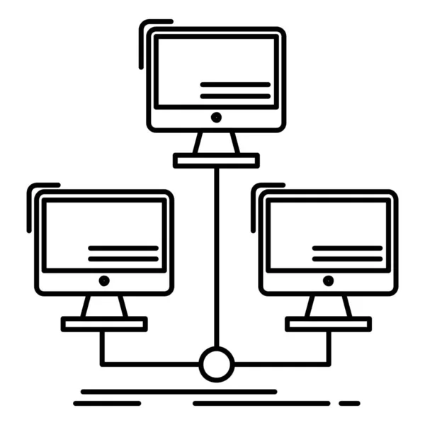 Icône Données Connexion Informatique Dans Style Contour — Image vectorielle