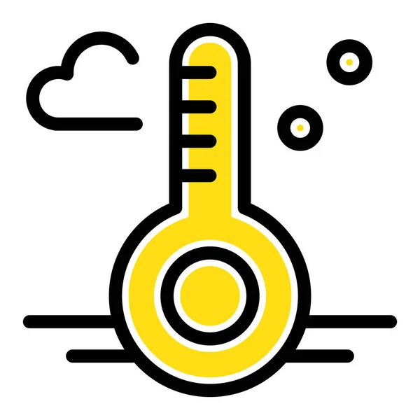 Veertemperatuur Thermometer Icoon Gevulde Outline Stijl — Stockvector