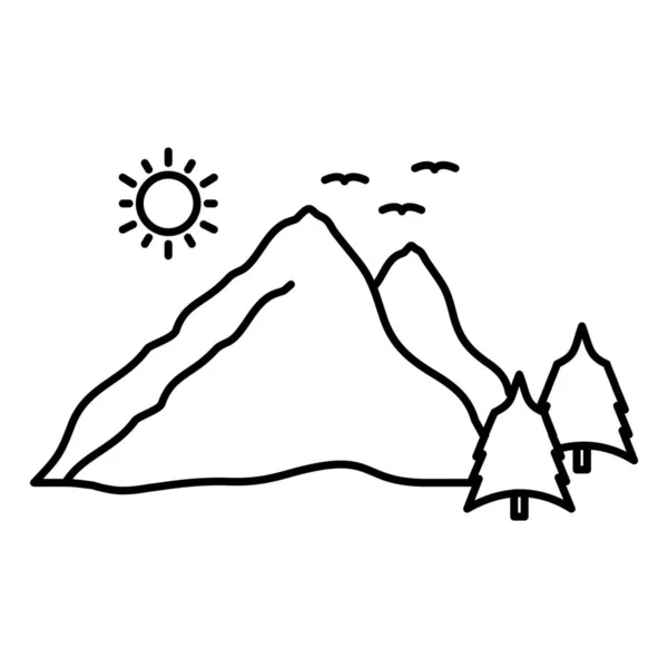 Ορεινό Τοπίο Εικονίδιο Περίγραμμα Στυλ — Διανυσματικό Αρχείο