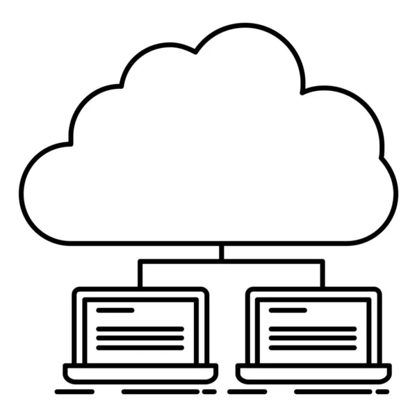 Icône Cloud Computing Ville Dans Style Contour — Image vectorielle