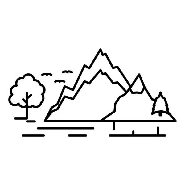 Colina Paisaje Montaña Icono Estilo Contorno — Vector de stock