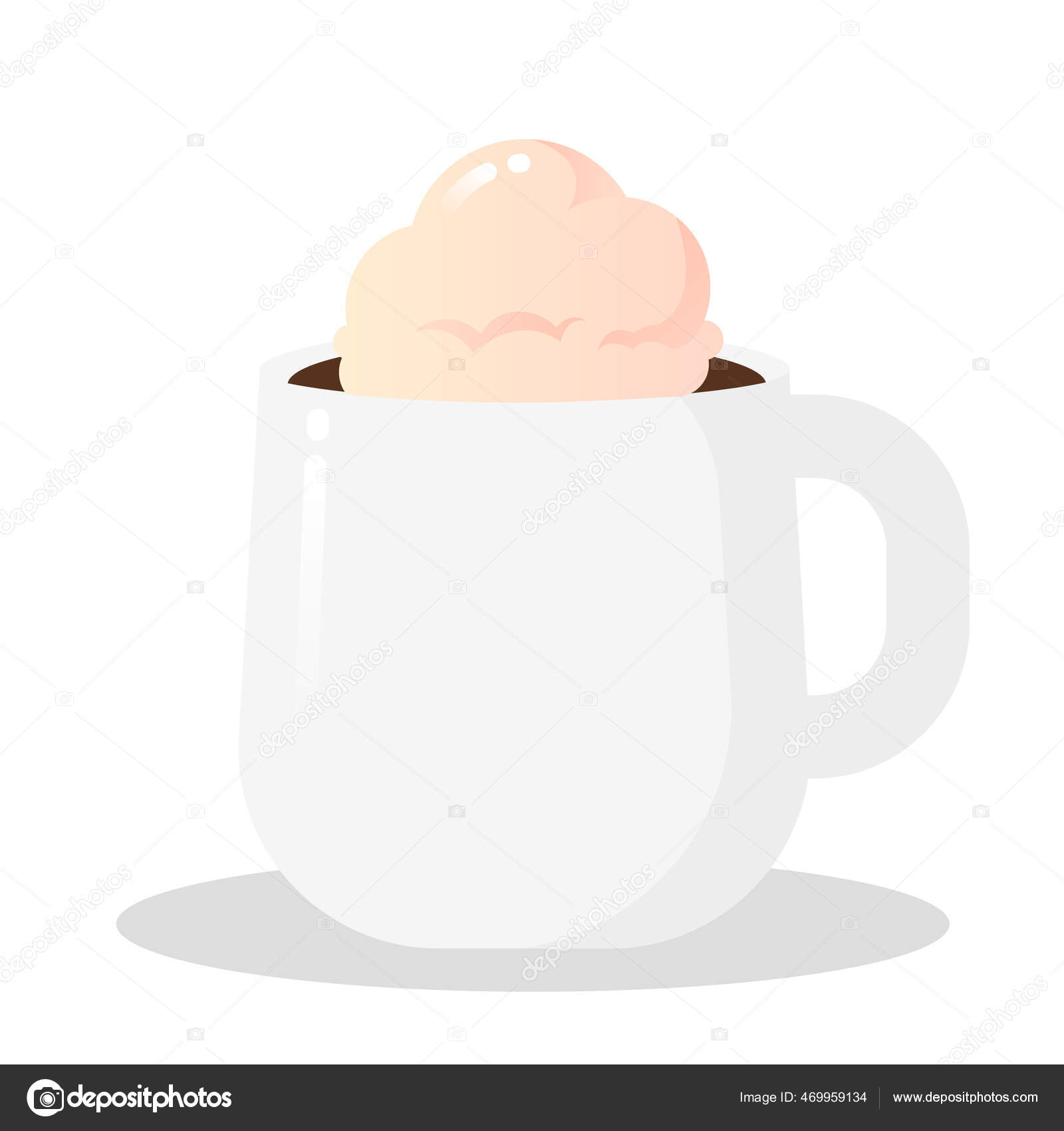 Cup of coffee affogato flat design Royalty Free Vector Image
