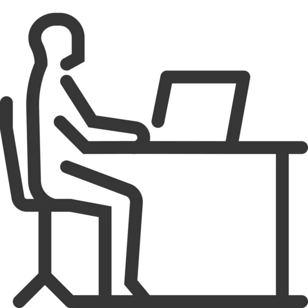 Επιχειρηματίας Εικονίδιο Γραφείου Στον Υπολογιστή Στυλ Περίγραμμα — Διανυσματικό Αρχείο