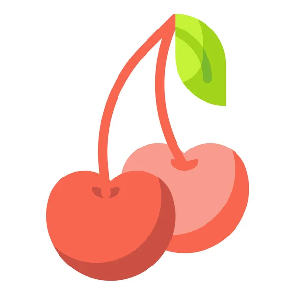 Ikona Owoców Wiśni Płaskim Stylu — Wektor stockowy