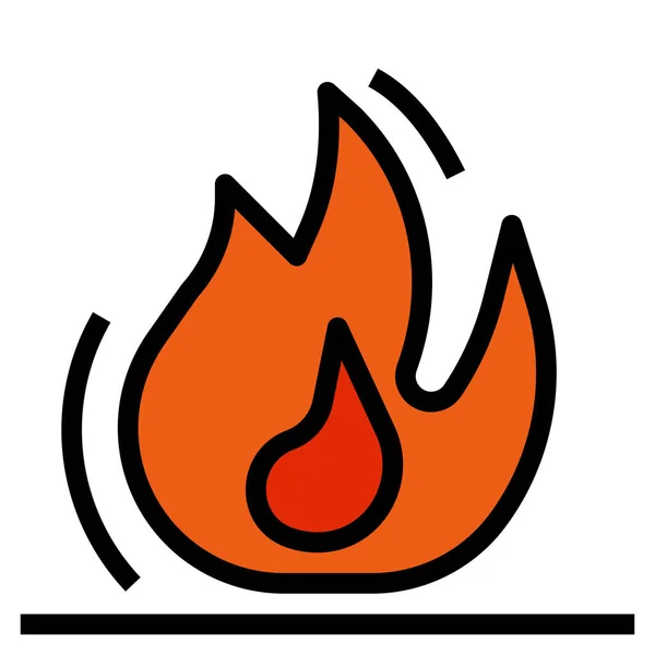 Bruciare Icona Del Fuoco Combustione Stile Contorno Riempito — Vettoriale Stock