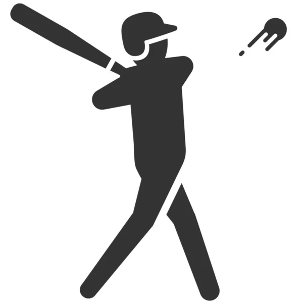 Baseball Batting Hitter Icon Solid Style — Stock Vector
