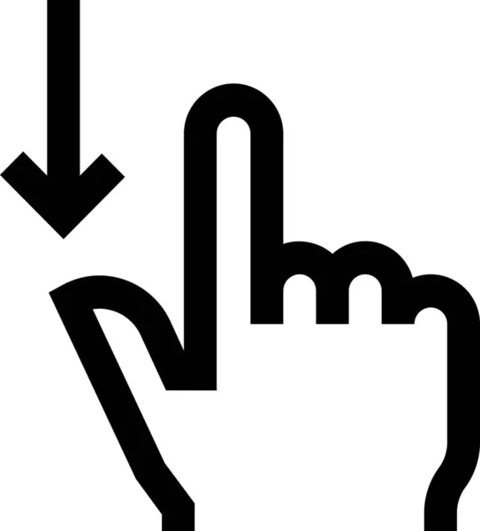 Pfeil Nach Unten Finger Symbol Umriss Stil — Stockvektor