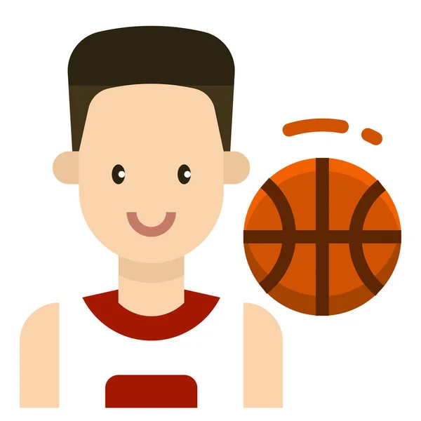 Avatar Basketball Man Εικονίδιο Επίπεδο Στυλ — Διανυσματικό Αρχείο