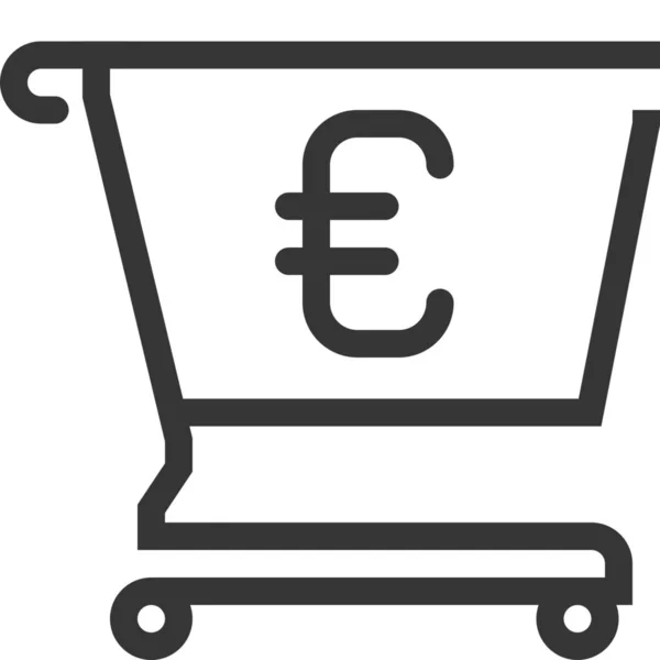 Banking Cart Euro Icon Outline Style — Stock Vector