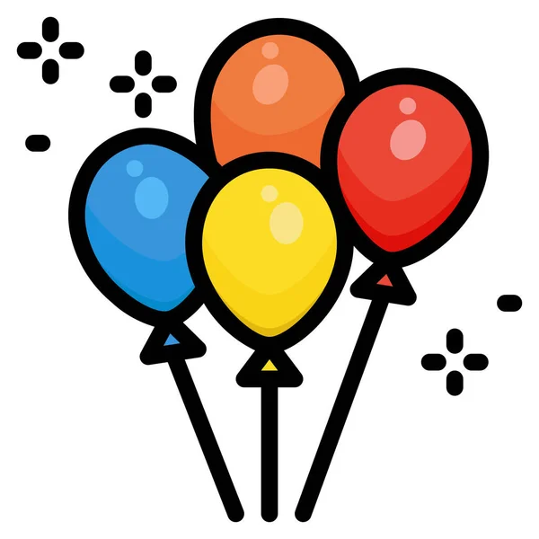 Balloons Party Celebration Icon Filled Outline Style — Stock Vector