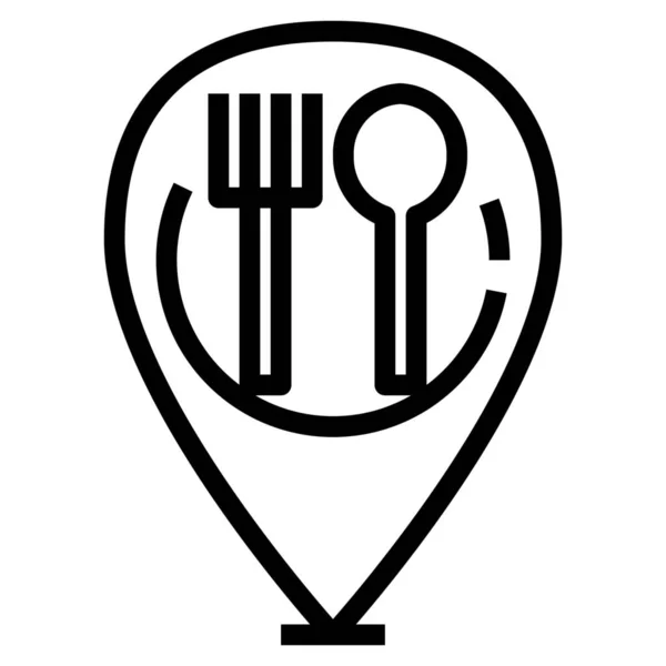 自助餐厅餐厅饮食图标的轮廓风格 — 图库矢量图片