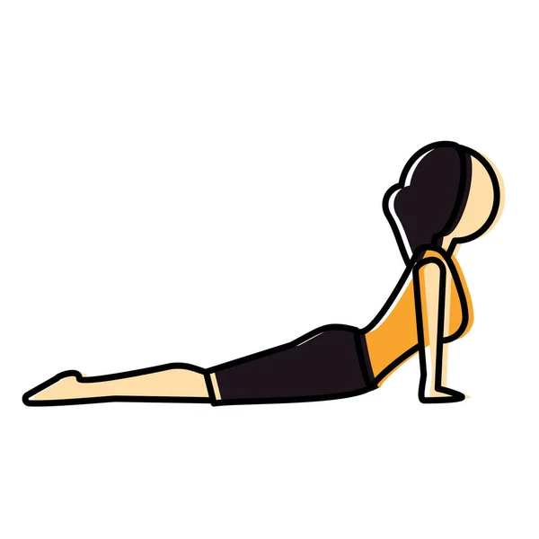 Bhujangasana Cobra Meditatie Icoon Gevulde Omtrek Stijl — Stockvector