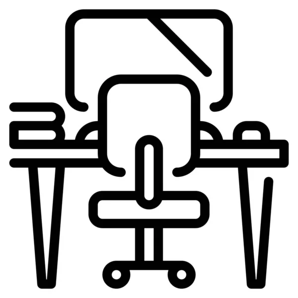 Desk Desktop Furniture Icon Outline Style — Stock Vector