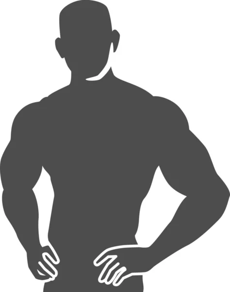 Bodybuilder Bodybuilding Excercise Icoon Massieve Stijl — Stockvector
