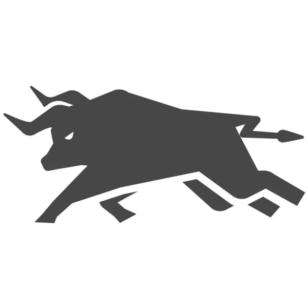 ソリッドスタイルのバイソン牛闘牛アイコン — ストックベクタ