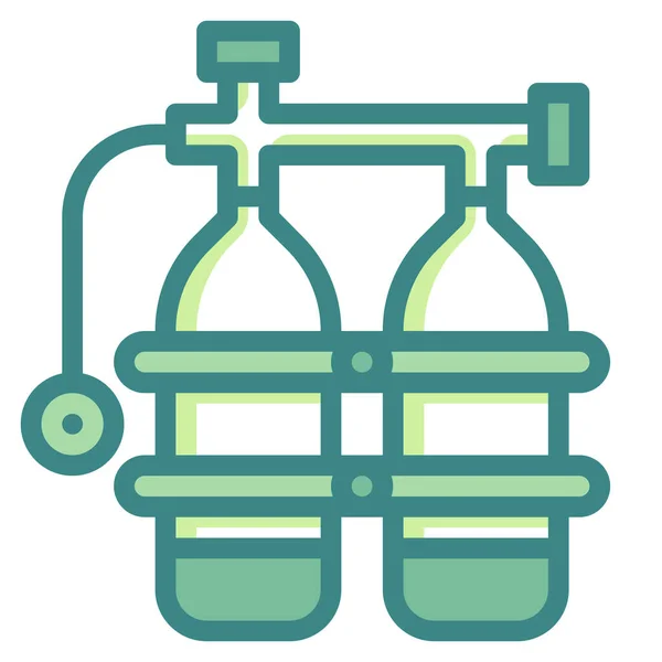 Nurkowanie Ikona Tlenu Nurkowanie Stylu Wypełniony Zarys — Wektor stockowy