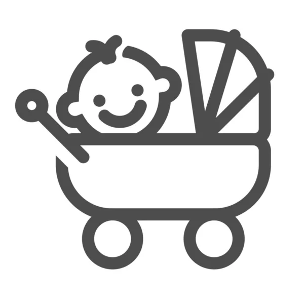 Baby Baby Stroller Buggy Icon Outline Style — Stock Vector