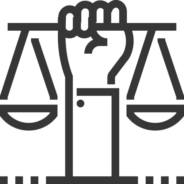 Ética Los Derechos Civiles Icono Mano Estilo Esquema — Vector de stock