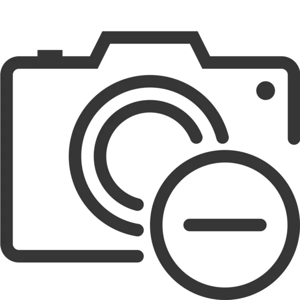 Câmera Excluir Menos Ícone Estilo Esboço — Vetor de Stock