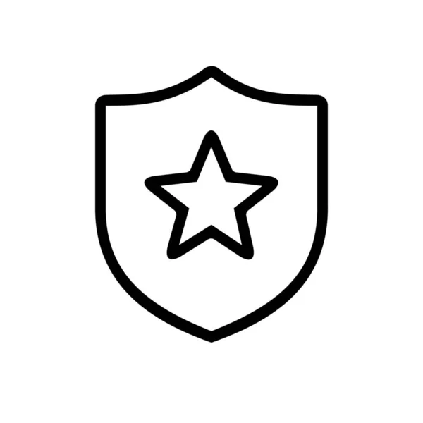 Icono Escudo Seguridad Favorito Estilo Esquema — Vector de stock