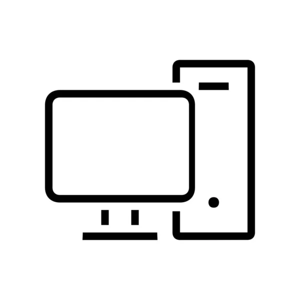 Icona Del Dispositivo Desktop Del Computer Stile Contorno — Vettoriale Stock